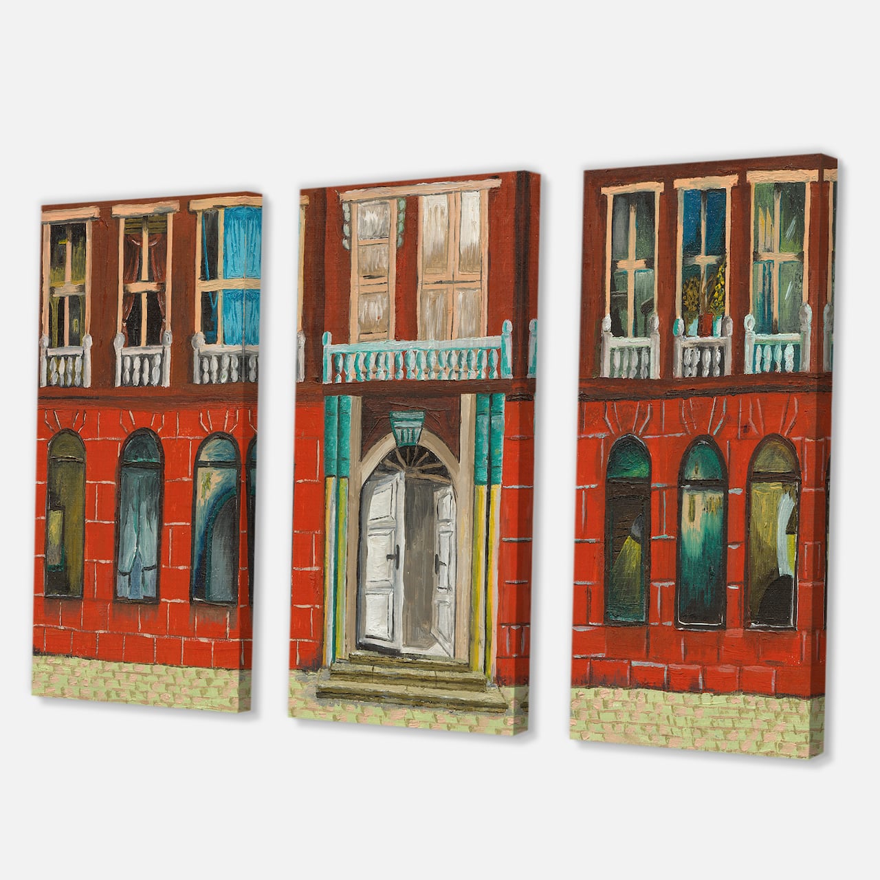 Designart - Red Facade of Shop In Paris II - French Country Canvas Wall Art Print